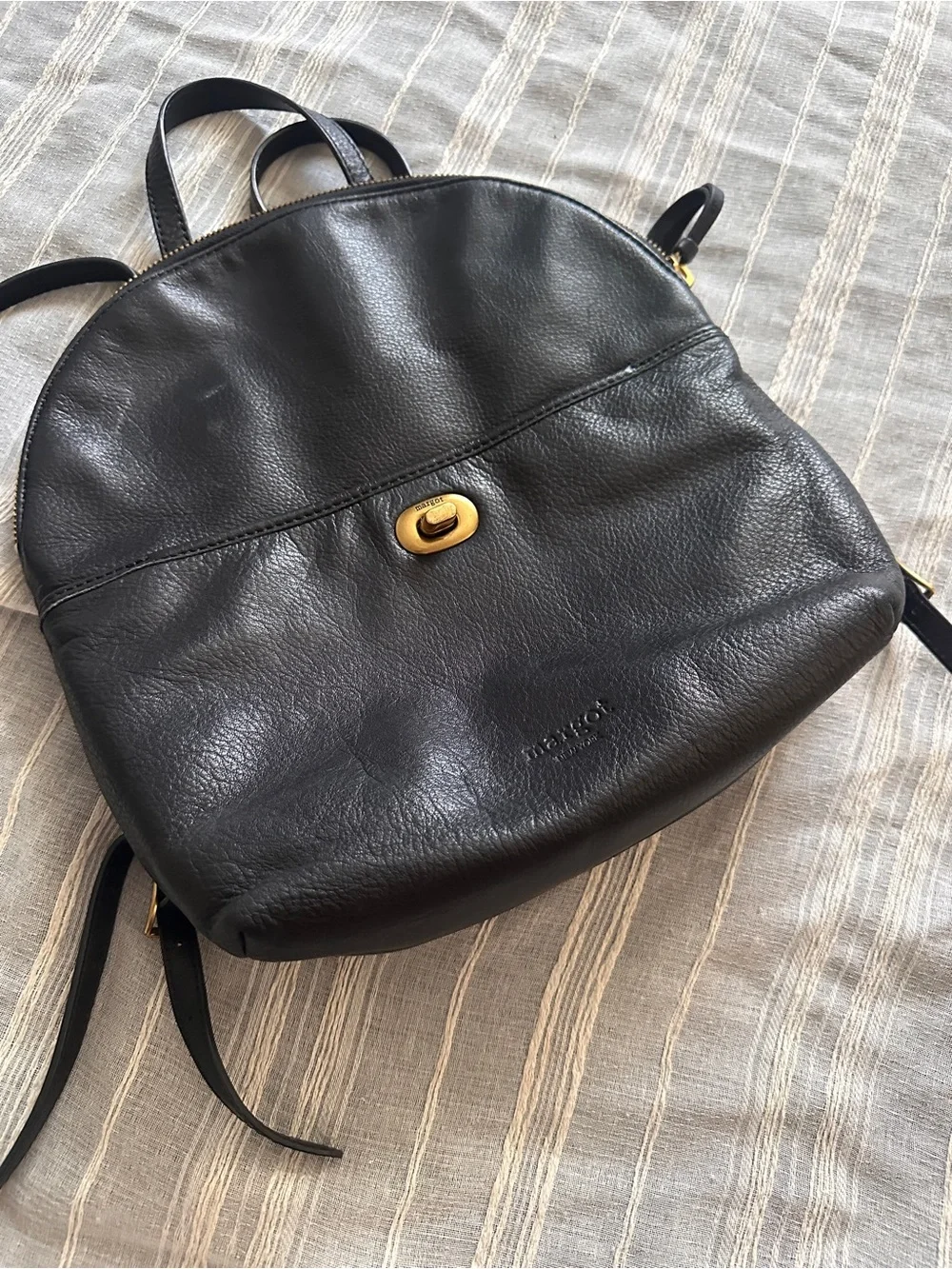 MARGOT New York Black Leather Camille Convertible Backpack